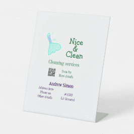 緑の青いグリッタークリーンなモップ追加の名前アドレスq r b 台座サイン