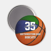 緑の青いスポーツチームカラーズバスケットボールギフト マグネット (正面/裏面)