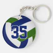 緑の青いチームカラーバレーパーソナライズされたボール キーホルダー (裏面)