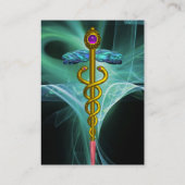 緑の青いティール(緑がかった色)の光波の金ゴールド 名刺 (裏面)