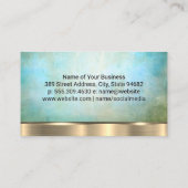 緑の青いテクスチャの背景 |金ゴールド金属トリム 名刺 (裏面)