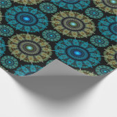 緑の青いフラクタル神聖パターン ラッピングペーパー (角)