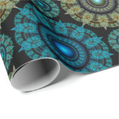 緑の青いフラクタル神聖パターン ラッピングペーパー (ロールコーナー)