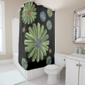 緑の青い円形の黒いショーカーテン シャワーカーテン (インサイチュ)