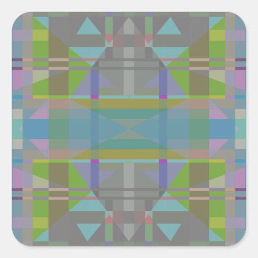 緑の青い紫の幾何学的 スクエアシール (正面)