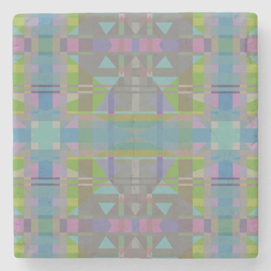 緑の青い紫の幾何学的 ストーンコースター (正面)