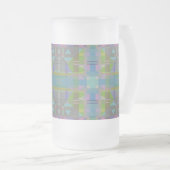 緑の青い紫の幾何学的 フロストグラスビールジョッキ (正面右)