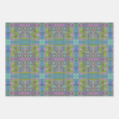 緑の青い紫の幾何学的 ラッピングペーパーシート (正面3)
