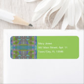 緑の青い紫の幾何学的 ラベル (インサイチュ)