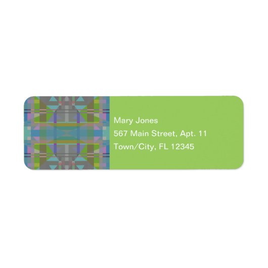 緑の青い紫の幾何学的 ラベル (正面)
