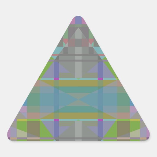 緑の青い紫の幾何学的 三角形シール (正面)
