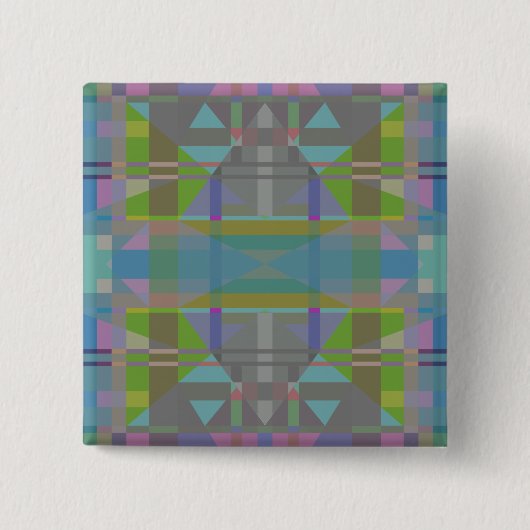緑の青い紫の幾何学的 缶バッジ (正面)