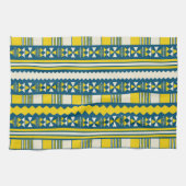 緑の青い部族のパタ伝統的ーン キッチンタオル (横)