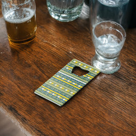 緑の青い部族のパタ伝統的ーン クレジットカード栓抜き