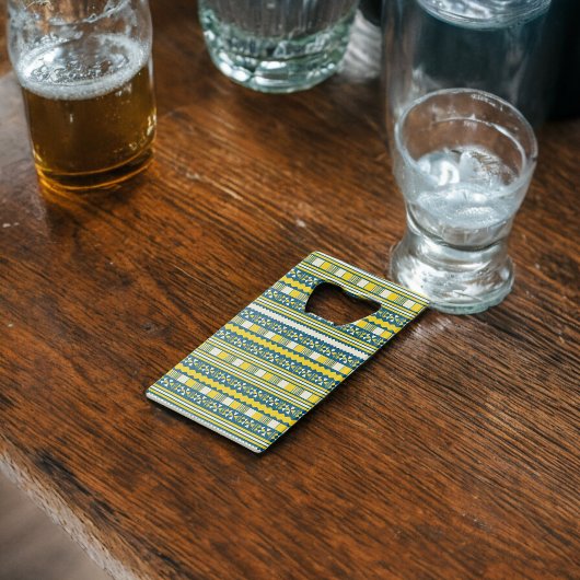 緑の青い部族のパタ伝統的ーン クレジットカード栓抜き