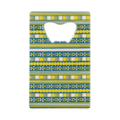 緑の青い部族のパタ伝統的ーン クレジットカード栓抜き (正面)