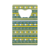 緑の青い部族のパタ伝統的ーン クレジットカード栓抜き (裏面)