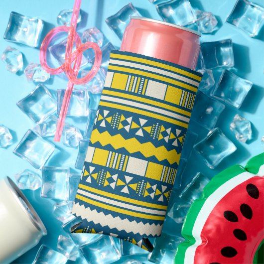 緑の青い部族のパタ伝統的ーン スリム缶クーラー (インサイチュ 夏)