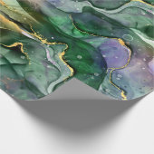 緑の青い金ゴールドインク抽象芸術 ラッピングペーパー (角)