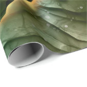 緑の青い金ゴールドインク抽象芸術 ラッピングペーパー (ロールコーナー)