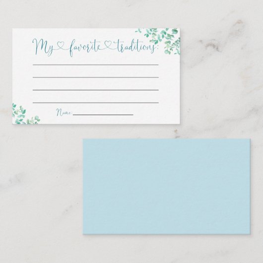 緑の青い風船の家族の伝統 エンクロージャーカード (正面/裏面)