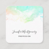 緑の青とピンクの抽象芸術水色の渦巻き スクエア名刺 (正面)