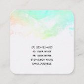 緑の青とピンクの抽象芸術水色の渦巻き スクエア名刺 (裏面)