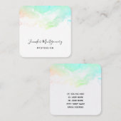 緑の青とピンクの抽象芸術水色の渦巻き スクエア名刺 (正面/裏面)