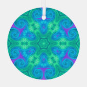 緑の青とピンクの星とカール ガラスオーナメント (裏面)