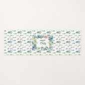 緑の青とピンクの結晶 ヨガマット (正面(横))