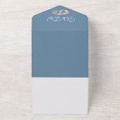 緑の青と白結婚のリングや輪- オールインワン招待状 (外側)