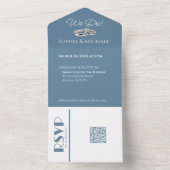 緑の青と白結婚のリングや輪- オールインワン招待状 (内側)