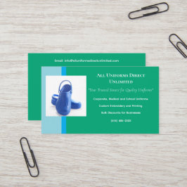 緑の青の医療用下駄の制服 名刺