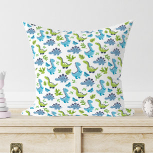 緑の青の恐竜パターン子供の寝室 クッション