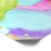 緑の青ピンク黄色の紫の水色 ポスター (角)