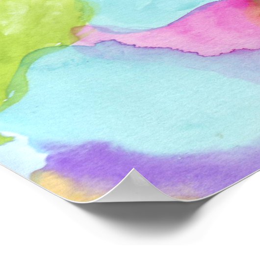 緑の青ピンク黄色の紫の水色 ポスター (角)