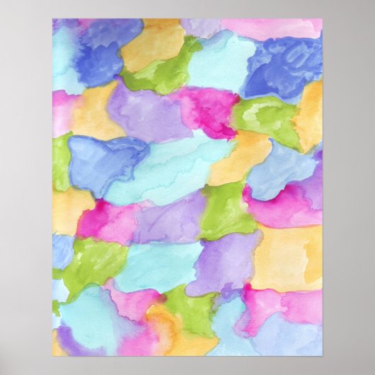 緑の青ピンク黄色の紫の水色 ポスター (正面)
