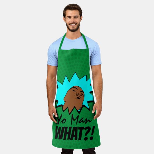 緑の青ヨーマンマグショット漫画 エプロン (着用した状態)