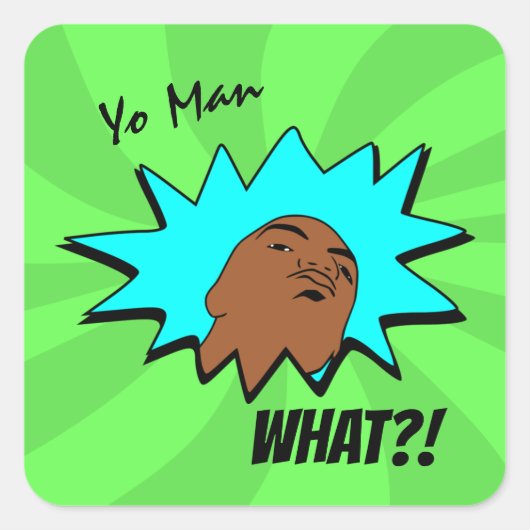 緑の青ヨーマンマグショット漫画 スクエアシール (正面)