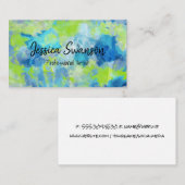 緑の青絵を描背景 | 塗芸術的色 名刺 (正面/裏面)