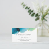 緑の青金ゴールド水彩色の名刺 名刺 (スタンド正面)
