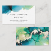 緑の青金ゴールド水彩色の名刺 名刺 (正面/裏面)