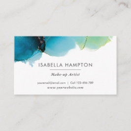 緑の青金ゴールド水彩色の名刺 名刺