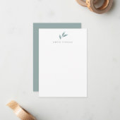 緑の静モダン止パーソナライズされた区 ノートカード (正面/裏面インサイチュ)