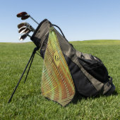 緑の非対称ジオメトストライプのリ ゴルフタオル (グリーン)