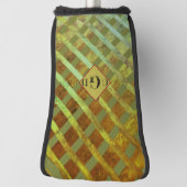 緑の非対称ストライプの幾何学的パターン ゴルフヘッドカバー (回転90)