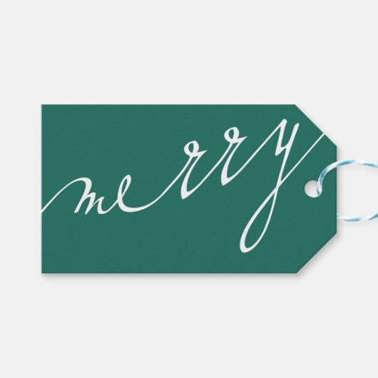 緑の非常にメリーのカスタム写真のクリスマス ギフトタグ (正面(横))
