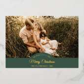 緑の非常に陽気なクリスマス4つの写真水平 箔シーズンカード (正面)