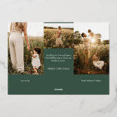 緑の非常に陽気なクリスマス4つの写真水平 箔シーズンカード (裏面)