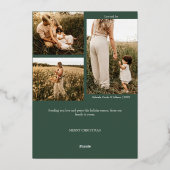 緑の非常に陽気なクリスマス4枚の写真垂直 箔シーズンカード (裏面)